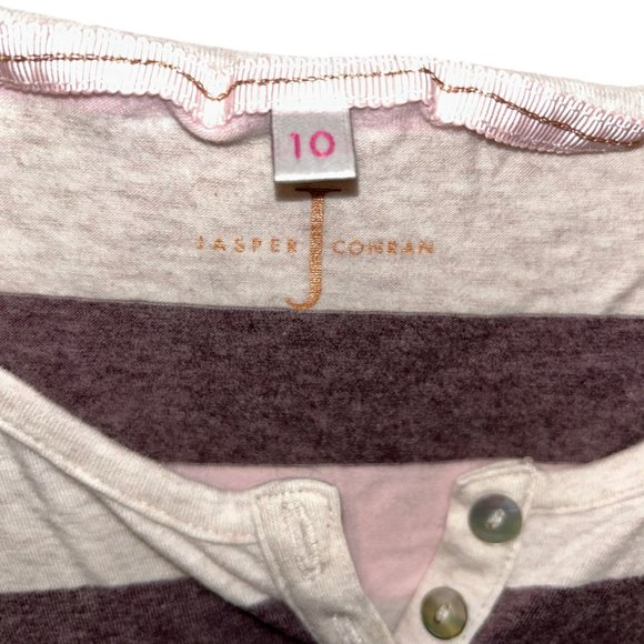 jasper conran plum pink rugby stripe knit long sleeved henley top M UK 1… - Picture 2 of 3